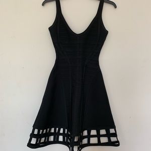 Herve Leger Black Cage Trim Dress XS